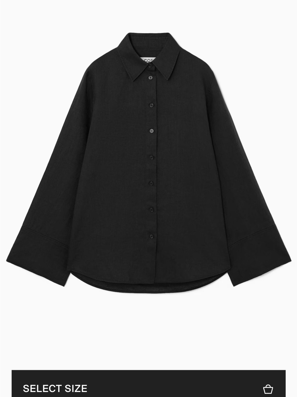 COS Linen Black Oversized Button-Up Shirt - Picture 8 of 15